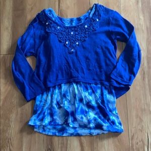Blue Cropped Sweater w/ Tie Dye Tank